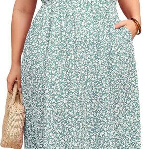 Women’s Plus Size Summer Dress with Pockets Ruffle Sleeveless Maxi Dress